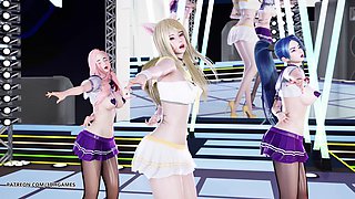 [mmd] Girls' Generation - Genie Ahri Seraphine Kaisa Striptease League of Legends Hentai