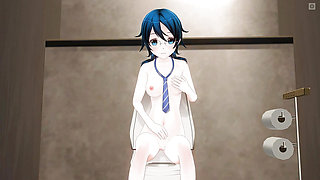 Student Cums in the Toilet with Ahegao