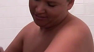 Big ass blonde chubby fucking on the toilet