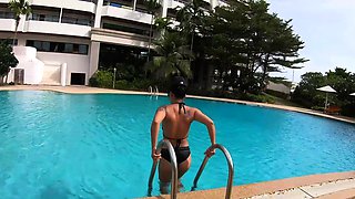 Amateur couple afternoon swim and sex