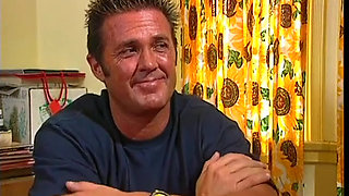 Stunning blonde in black stockings sucks a huge hard cock