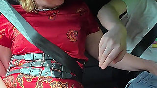 Stepmother and Stepson Can't Help but Fuck in Car