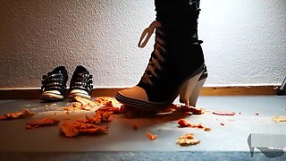 AdriCrush slippery pizza in emo converse high heels