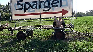 Hardest Outdoor Gangbang with Skinny Blonde - Farmers Get to Fuck for Free!