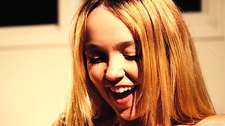 Slim girly Nikole has late night sex in the kitchen