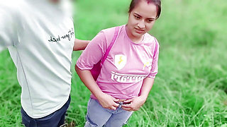 Frist time sex college girl and Boy in Jungle, fuck her tight young pussy - College girl Fucking in jangle (Full Hindi Audio)