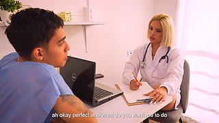 Xiara Dark Morbid Doctor Takes Advantage of Her Patient, Sucking His Giant Cock