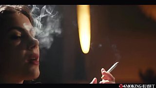 Valentina Nappi Smoking Fetish - Italian Brunette with Red Lipstick Gives Blowjob & Handjob POV