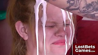 Big Tits Blonde MILF Threesome with Redhead Babe - HD Game Bet Stripping Fetish