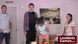 Hot Foursome Plays Strip Boomsticks - Nikko Jordan, Aften Opal & Celestina Blooms Lose Bet
