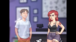 University summer adventures with big boobed students in Summertime Saga