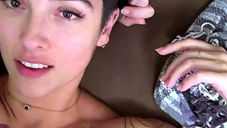 Brunette teen swallowing cum in POV blowjob