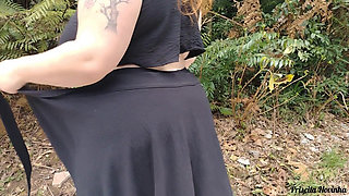 My Stepmother in Transparent Pants Without Panties Showing off on the Street.