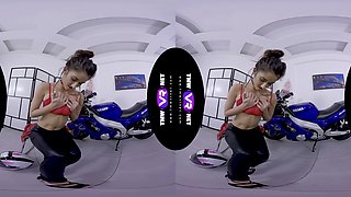 The Biker Babe In Leather Pants Shows Her Best - Striptease And Masturbation