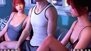 Cartoon anime girl Misskitty2k shows off her lingerie in a summertime saga adventure