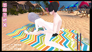 Pale Big Breasted woman LOVES to have sex in the Beach - Hentai Eroge Game