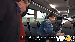 Vip4k. pretty big boobed chick is fucking in the bus