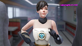 TRACER - Double Penetrated By 2 Massive Cocks - Animation Porn