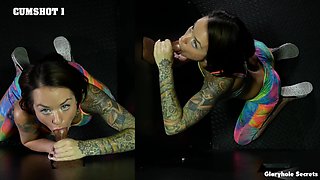 Inked milf Betty Solace gets her throat and face full of bbc