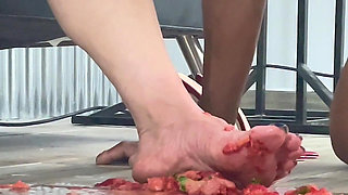 Slave Eats Dessert Stepped on the Floor