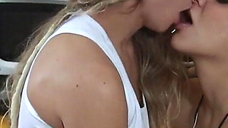 Annie's First Kiss with a Girl! Two Girls in Wet Kisses!