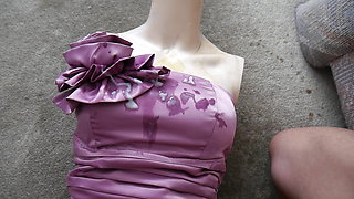 Lavender Satin Top Humped, Glazed in Cum & Photographed