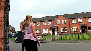 Blonde hoe pissing on the street