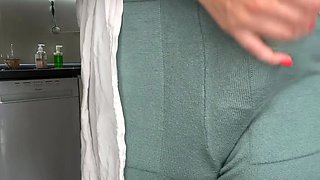 Horny Step Mother was caught by her Step Son and wanted to show him how she was masturbating big cock