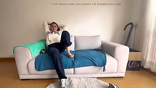 Hot Latina GF Smells & Worships My Dirty Feet Until I Cum - Foot Fetish Orgasm!