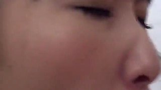 Japanese Babe Blows a Man with Hairy Cock and Swallows Cum After Showering