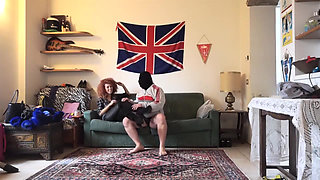 Masked slave punished hard on his cock