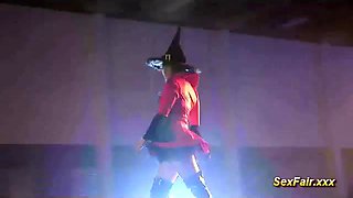 Spicy witch in erotic performance