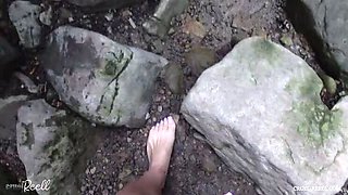 German Mistress Ballbusting Slave Outdoors - Cruel Femdom CBT on Hiking Trail