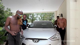 Brasilian pornstar Larissa Leite 4 on 1 DAP with big cocks, DP