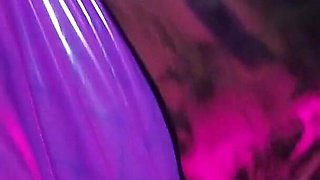 Fetish Rubber Dominatrix Eva Latex Purple Dress Mask Big Ass MILF Toys BDSM Femdom Solo Hot