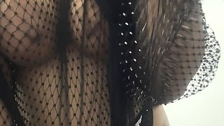 I put tights on my tits for my lover.