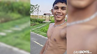 Super cute latino boy with abs and monster dick
