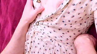Sucking the shy girl's perfect tits (vertical)