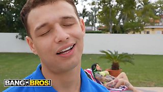 Bangbros - pool fellow johnny's nasty desire comes true when fabulous xwife karen asks him for a quick fuck