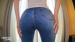 PAWG Girlfriend in Tight Jeans Rides Dick and Gets Missionary Creampie - Mysterious Kathy 4K