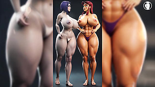 Beautiful and hot Raven and Starfire sucking a thick cock - Ai Gerou