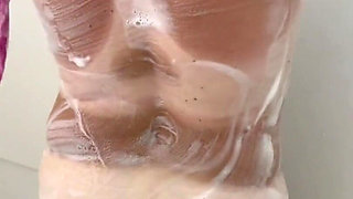 Mature Marie undressing using toilet,showering and drying off