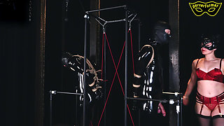 Slaves Are Tied to Each Others Balls in Strappado