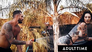 ADULT TIME - Bored Rocky Emerson TEASES Classmate While Washing Car  Gets Her SOAPY PUSSY Pounded!: Porn