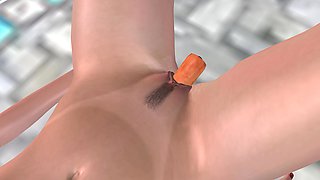 3D Animated Sex Videos: Beautiful Girl Masturbating with a Carrot on the Floor