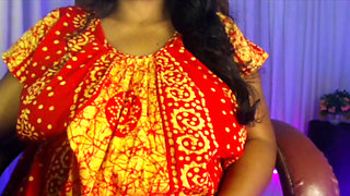 Pregnant Lady in Penty Bra with Playing Belly and Drinking Water.