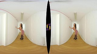 Down The Hall - Big Tit Brunette Solo Striptease