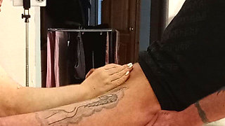 Neighbor Does an Oil Dick Hand Job