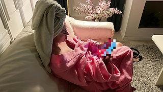 After a relaxing bath, Mira Flame takes a moment just for herself