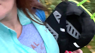 Outdoor Hairy Pussy Flashing Fingering